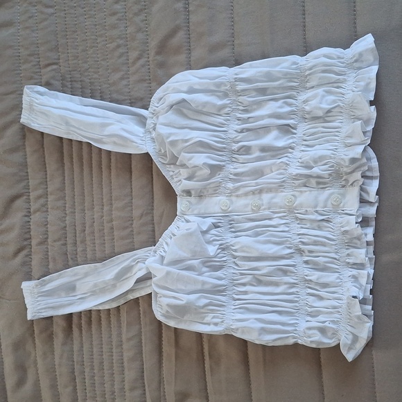 Zara White Ruched Crop Top Sz XS Nwt - Picture 3 of 13